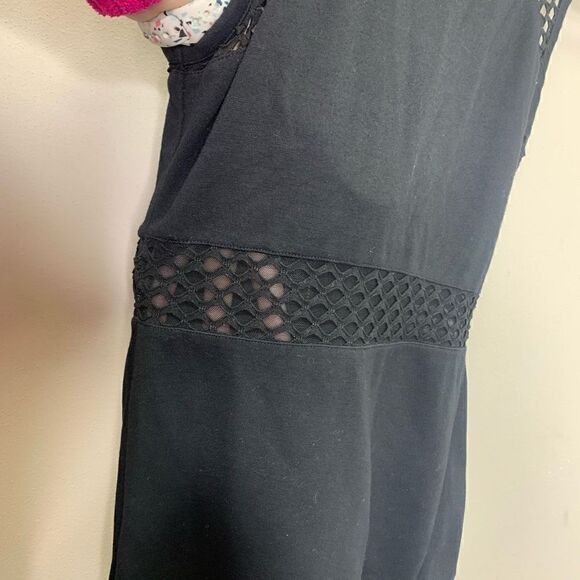 EXPRESS Black Midi Dress With See-through Mesh Midi Section Below Knee Length. S - Picture 3 of 7